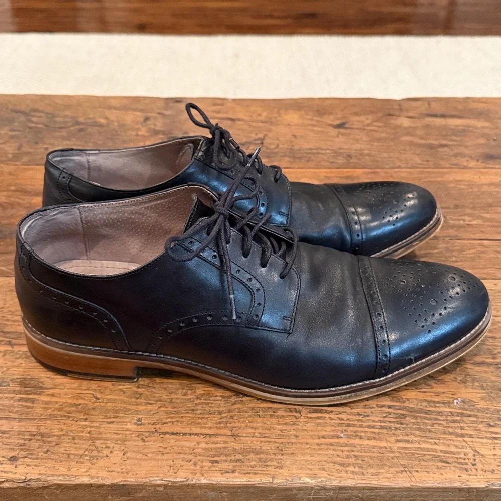 Johnston & Murphy Black Leather Oxford Shoes Size 11